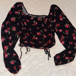 Wild Fable Black Floral Blouse